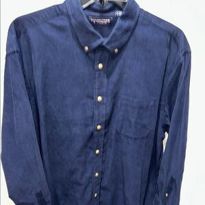 Roundtree & Yorke Blue Casual Button Down corduroy Shirt size XXL does